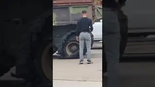 Big army truck flat tire