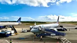 Business class American Air 737 Providenciales Turks and Caicos to Miami; amazing sunset aerial view