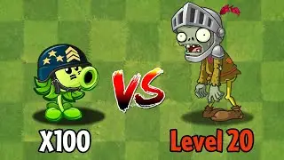 PVZ 2 Challenge - 100 Plants Vs Big Knight Zombie Level 20 Custom Size And Speed