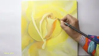 Yellow Rose Painting / Acrylic Painting Step by Step #221