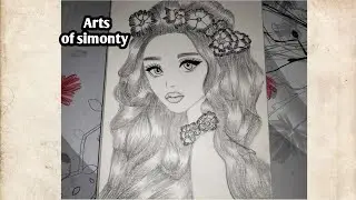 how to draw a girl with flower vase || easy to draw a girl || pencil sketch drawing for beginners