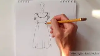 Myfashionschool - эскизы одежды для начинающих #11.Платье в стиле ампир и прямое свободное платье