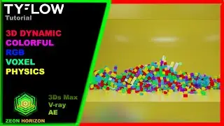 TyFlow 3D Voxels Physics with Random Colors Tutorial By Zeon Horizon | 3Ds Max and V-ray