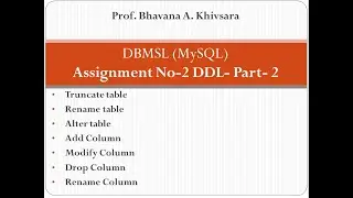 DBMSL -Assignment No 2 DDL Part 2 | Alter table, Rename table, Truncate table, drop column in MySQL