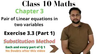Class 10 Maths, Chapter 3 exercise 3.3 Q 1 | Substitution Method | NCERT | CBSE |
