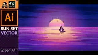 Vector Sunset Scenery in Adobe Illustrator | Speed Art