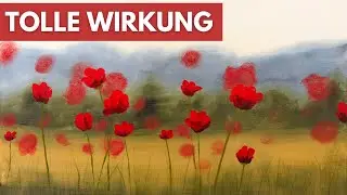 Blumenwiese malen mit Acryl - Unscharfer Hintergrund für mehr Tiefe