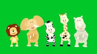 Green screen cartoon |lion dancing | elephant dancing |zebra dancing |giraffe dancing |hipo dancing