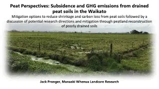 Mitigation options to reduce shrinkage and carbon loss from peat soils. Jack Pronger, Manaaki Whenua