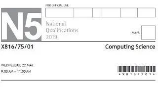 Computing Science National 5 2019 Past Paper