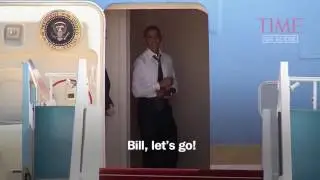Watch President Obama wait for Bill Clinton to board Air Force One