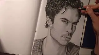 WATCH ME DRAW 24 -  Ian Somerhalder as Damon Salvatore [The Vampire Diaries]