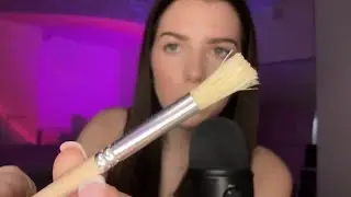 MIC BRUSHING WITH 9 DIFFERENT BRUSHES | Mic trigger assortment | ASMR 🖌️☁️