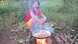 Cooking Spicy Pork Intestine and Eating Yummy for delicious food @RinaAdventureAllTime