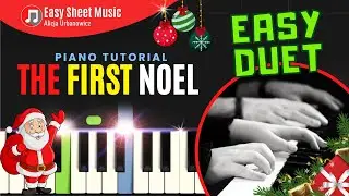 The First Noel - Easy Christmas Piano Duet I Sheet Music for Beginners PDF I SLOW Tutorial