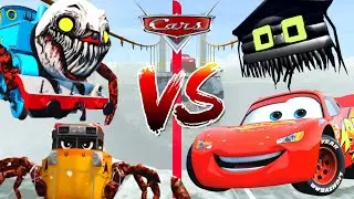 Lightning McQueen VS Train Eater and Thomas EXE in BEAMNG DRIVE