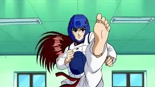 Anime girl vs boy taekwondo fight (Korean)
