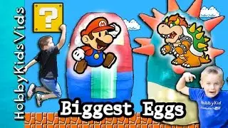 Mario + Bowser Treasure Hunt! Giant Surprise Eggs, Mario Toys + Nintendo Video Games HobbyKidsTV
