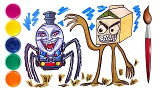 Жуткий паровозик Томас EXE и ходячее молоко | How to draw Train Tomas