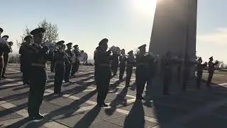 Armenian honor guard plays the Georgian national anthem