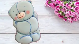 Мишка. Пряник-топпер в торт. Справится даже новичок.