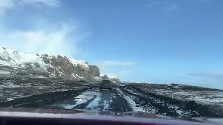 Driving out of Black sand beach in Vik, Iceland