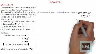 Oxford New Syllabus Mathematics 7th Edition Book 2 | Quadratic Equation | Ex 5B,Q10A Solution