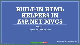 Built-In HTML Helpers | ASP.NET MVC