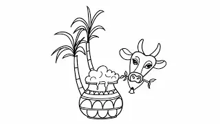 Happy Makara Sankranthi drawing easy| Pongal drawing for kids|step by step drawing for kids #pongal 