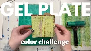 Gel plate printing techniques with all green paint