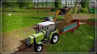 Farming Simulator 17 (CoursePlay) Удобрение поля Навозом с погрузкой Фронтальным погрузчиком..