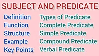 Subject and Predicate|| Definition|| Function|| Structure || Key Points || Basic English Grammar
