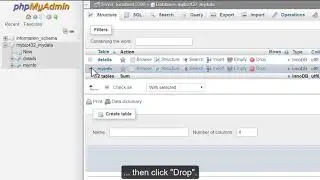 Deleting a table from a database with phpMyAdmin.