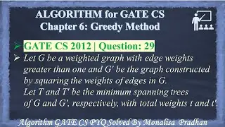 GATE CS 2012 | Q 29:Let G be a weighted graph with edge weights greater than one and G′ be the graph