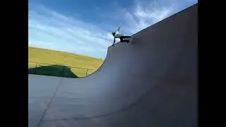 Vert skating practice with a little slip up at the end