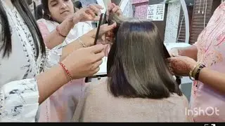a line haircut  smoothening short hair professional beautician Prayagraj