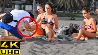 Prank! Kissing girls feet on the beach 1 (UNCUT)