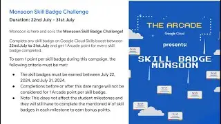 🌧️Monsoon Skill Badges Challenge - Earn EXTRA points for Google Cloud Arcade Program 2024 🚀
