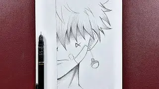 Easy anime sketch | how to draw bad anime boy ( killua ) easy steps