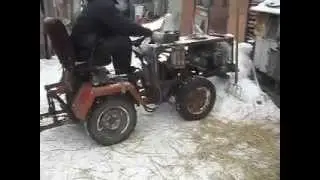 Самодельный Минитрактор.(Зима 2010. первый выезд)