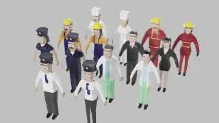 Low Poly Blender / Unity Character Pack (Occupations)