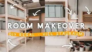 EXTREME ROOM MAKEOVER - Laundry Room Transformation + DIY Wood Shelf | EASY ALEX
