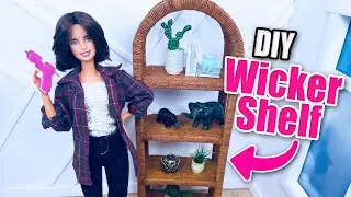 DIY Wicker Shelf made out of cardboard for your Dollhouse - Barbie furniture 1:6 scale