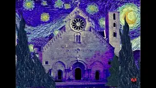Video tutorial con sperimentazione creazione fotomontaggio con GIMP. Cattedrale nel cielo stellato.