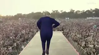 Trump showing up to his speech