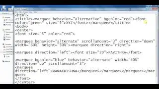 how to different types of animation using marquee tag