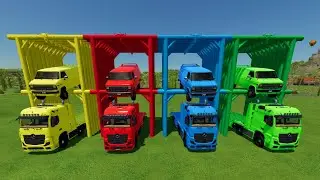 COLOR GMC CARS TRANSPORTING WITH MERCEDES TRUCKS Farming Simulator 22