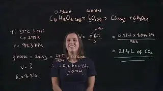 The Ideal Gas Law example - PV=nRT volume of CO2 produced