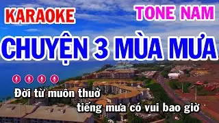 Karaoke Chuyện Ba Mùa Mưa | Nhạc Sống Tone Nam | Karaoke Công Trình