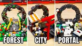 LEGO MOC: Dimension-Hopping Portals Featuring GLaDOS, Muppets Lab, Forest Ruins & Ninjago City